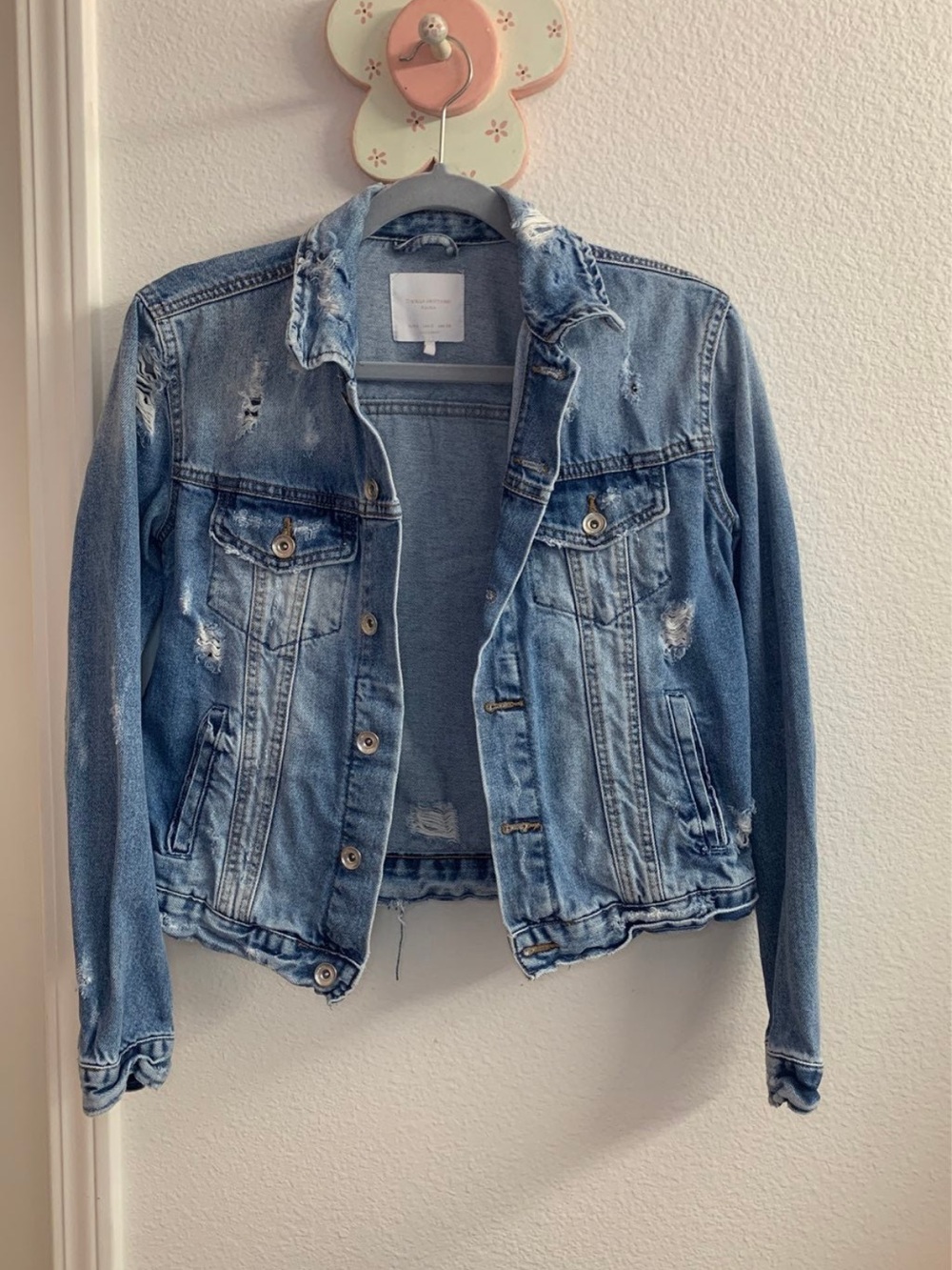 Distressed Light Blue Denim Jacket - Women